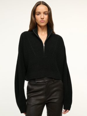 CASHMERE CROPPED HAMPTON SWEATER | BLACK
