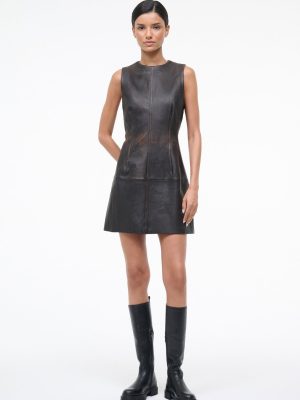 BINX LEATHER DRESS | DISTRESSED BROWN