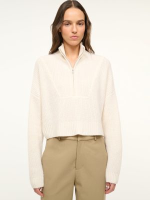 CASHMERE CROPPED HAMPTON SWEATER | IVORY