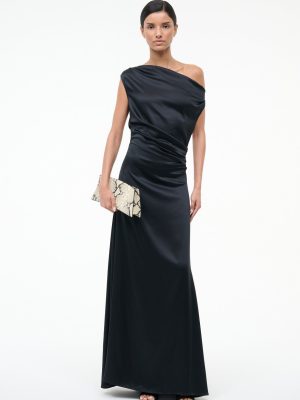 MAXI PHARE SILK DRESS | BLACK